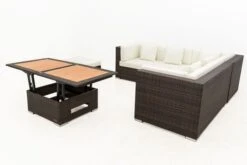 OUTFLEXX Loungemöbel-Set, Braun Marmoriert, 6 Pers, Polyrattan, Wasserfeste Kissenbox, Inkl. Loungetisch -Stilvoller Gartenbedarfsladen 10 16069 BOX D.jpg
