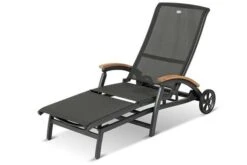 HARTMAN Da Vinci Gartenliege, Xerix/anthrazit, Alu/Textilene, 170 X 82 X 30 Cm, Mit FSC-Teak-Armlehnen