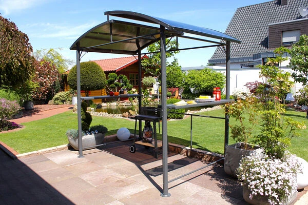 LECO Profi Grillpavillon, Anthrazit/grau Getönt, Aluminium/Polycarbonat, 150x245x233 Cm 3 LECO Profi Grillpavillon, Anthrazit/grau Getönt, Aluminium/Polycarbonat, 150x245x233 Cm