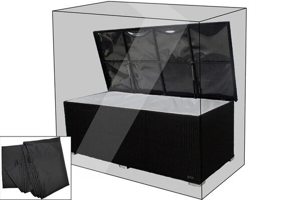 OUTFLEXX Premium Abdeckhaube Für Kissenbox, Schwarz, 204x94x75cm, Wasserbeständig 3 OUTFLEXX Premium Abdeckhaube Für Kissenbox, Schwarz, 204x94x75cm, Wasserbeständig