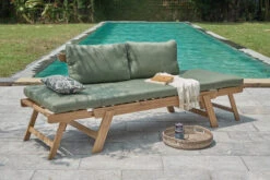 OUTFLEXX Lounge/Liege, FSC Akazie, Teakoptik, 192x70x60cm, Inkl. Polster, Grün