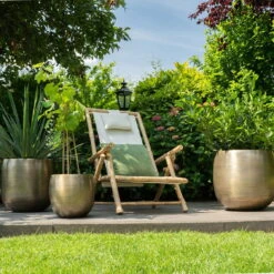 Pflanzgefäß 'Rowen', Gold, Ø 38 X H 30 Cm -Stilvoller Gartenbedarfsladen 3210801621 3210801622 3210801623 Pflanzgefaess Rowen gold 3 114984