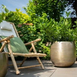 Pflanzgefäß 'Rowen', Gold, Ø 38 X H 30 Cm -Stilvoller Gartenbedarfsladen 3210801621 3210801623 Pflanzgefaess Rowen gold 1 114985