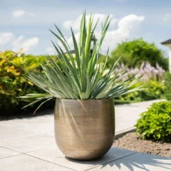 Pflanzgefäß 'Rowen', Gold, Ø 42 X H 41 Cm -Stilvoller Gartenbedarfsladen 3210801622 Pflanzgefaess Rowen gold D 42 x H 41 cm 1 114988