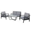 4-teilige Lounge-Gruppe 'Piazza', Tisch Mit Glasplatte, Inklusive Auflagen -Stilvoller Gartenbedarfsladen 3910302532 Alu Loungergruppe Piazza 4tlg schwarz inkl Kissen grau Tisch mit Glasplatte7 74479