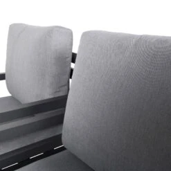 4-teilige Lounge-Gruppe 'Piazza', Tisch Mit Glasplatte, Inklusive Auflagen -Stilvoller Gartenbedarfsladen 3910302532 Alu Loungergruppe Piazza 4tlg schwarz inkl Kissen grau Tisch mit Glasplatte 74485