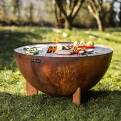 Edelstahl-Feuerstelle 'TRIA', Rost, 100 X 55 X 100 Cm -Stilvoller Gartenbedarfsladen 3920100752 Feuerstelle TRIA rost 2 110902