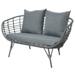 Loungegruppe 'Evora', 4-teilig, Grau -Stilvoller Gartenbedarfsladen 3950101015 Alu Geflechtgruppe Evora 4tlg grau inkl Kissen 3 99291