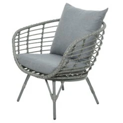 Loungegruppe 'Evora', 4-teilig, Grau -Stilvoller Gartenbedarfsladen 3950101015 Alu Geflechtgruppe Evora 4tlg grau inkl Kissen 5 99292