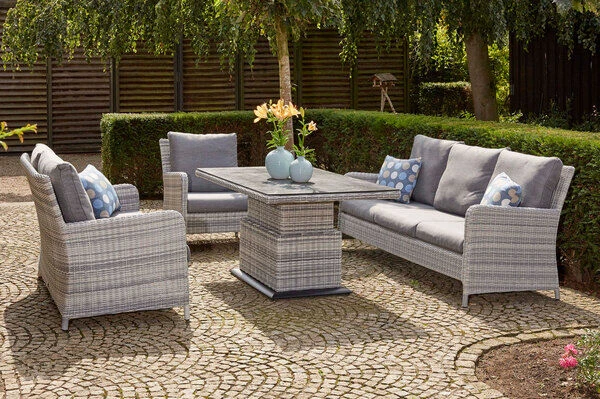 SIENA GARDEN Soria 2-Sitzer Loungesofa, Ice Grey, Alu / Gardino®-Geflecht, 149x87x88 Cm 5 SIENA GARDEN Soria 2-Sitzer Loungesofa, Ice Grey, Alu / Gardino®-Geflecht, 149x87x88 Cm – Bild 3