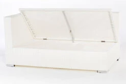 OUTFLEXX 2-Sitzer Ecksofa, Weiß, Polyrattan, 145x85x70cm, Armlehne Re, Inkl. Polster, Wasserfeste Kissenbox -Stilvoller Gartenbedarfsladen 3 2511 4 BOX.jpg