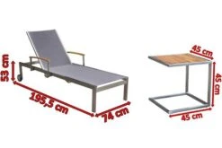 OUTFLEXX Sonnenliegen-Set, Taupe, Edelstahl/FSC-Teak, 195,5x74x35cm, Mit Armlehnen, Inkl. Beistelltisch 45x45cm -Stilvoller Gartenbedarfsladen 4 16547.jpg