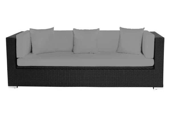 OUTFLEXX Dreisitzer-Sofa, Schwarz, Polyrattan, 210x85x70cm, Inkl. Polster + Wasserfeste Kissenbox 5 OUTFLEXX Dreisitzer-Sofa, Schwarz, Polyrattan, 210x85x70cm, Inkl. Polster + Wasserfeste Kissenbox – Bild 3