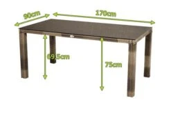 Ploß Rabida Dining Tisch, Champagner-meliert, Polyrattan, 170 X 90 Cm, Glasplatte In Steinoptik -Stilvoller Gartenbedarfsladen 5 20167.jpg