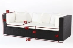 OUTFLEXX Dreisitzer-Sofa, Schwarz, Polyrattan, 210x85x70cm, Inkl. Polster + Wasserfeste Kissenbox 15 OUTFLEXX Dreisitzer-Sofa, Schwarz, Polyrattan, 210x85x70cm, Inkl. Polster + Wasserfeste Kissenbox -Stilvoller Gartenbedarfsladen 5 2392 1 BOX.jpg